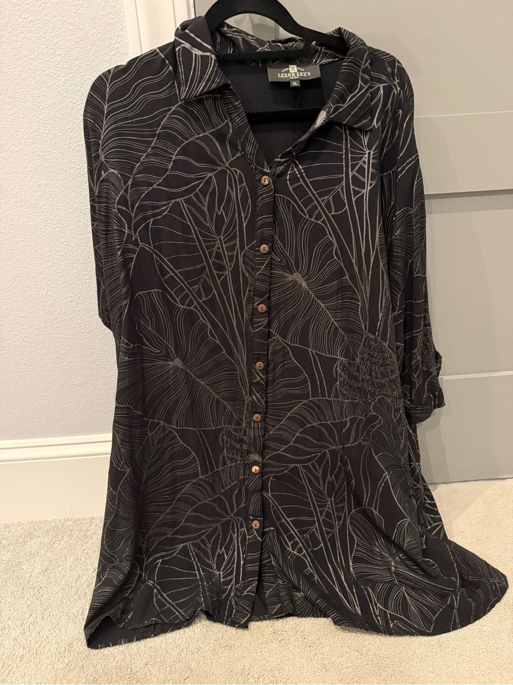 Lexbreezy Black Button-Front Dress